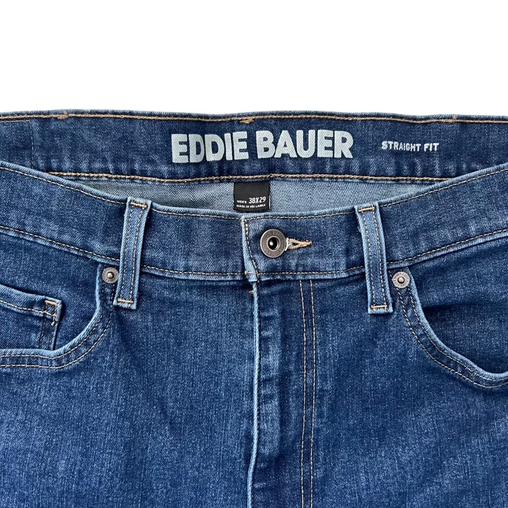 Eddie Bauer Mens Straight Fit Dark Wash Stretch Denim‎ Jeans 38x29 C3497079